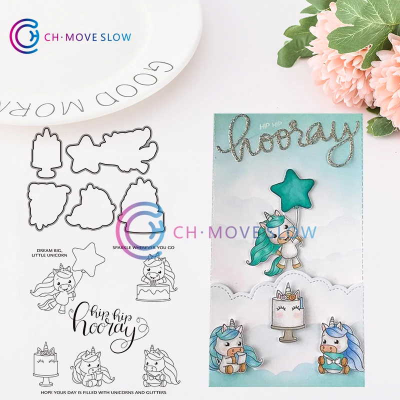 

CH Unicorn birthday Metal Cutting Dies and stamp For Scrapbooking Practice Hands-on DIY Album Decor Card Craft Dies
