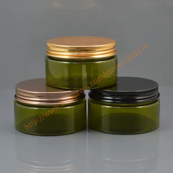 

100ml Empty Container for Styling Gel Hair Wax, 100g olive green PET Cream Jar with aluminum gold/black/bronze lid