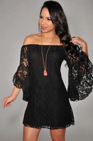 Платье С Кружевными Расклешенными Рукавами Купить