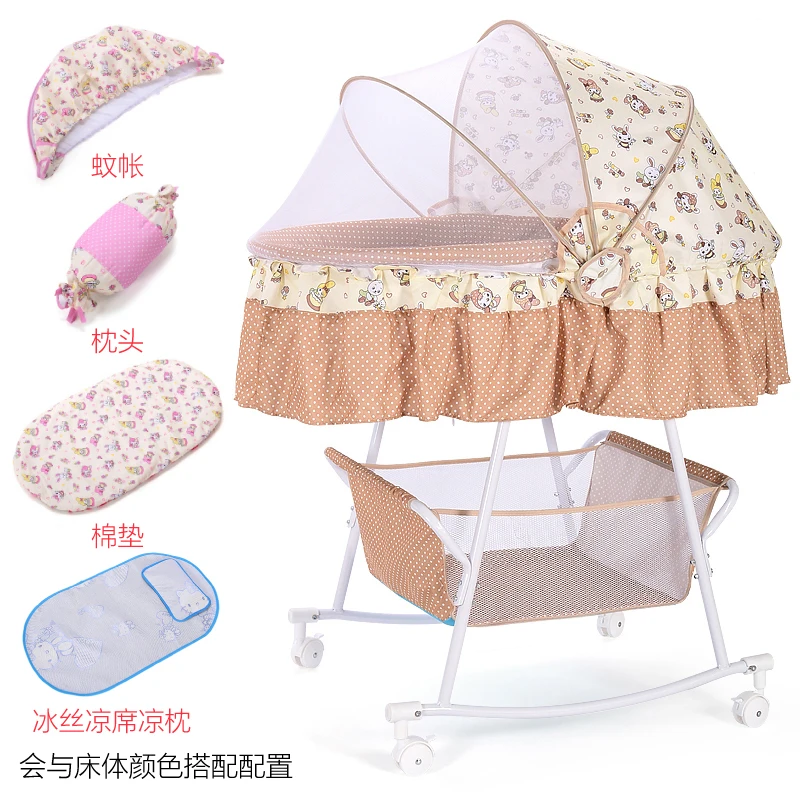 Многофункциональная детская колыбель для новорожденных, шейкер-кровать с москитной сеткой, комфортная кровать с роликовой спальной корзиной