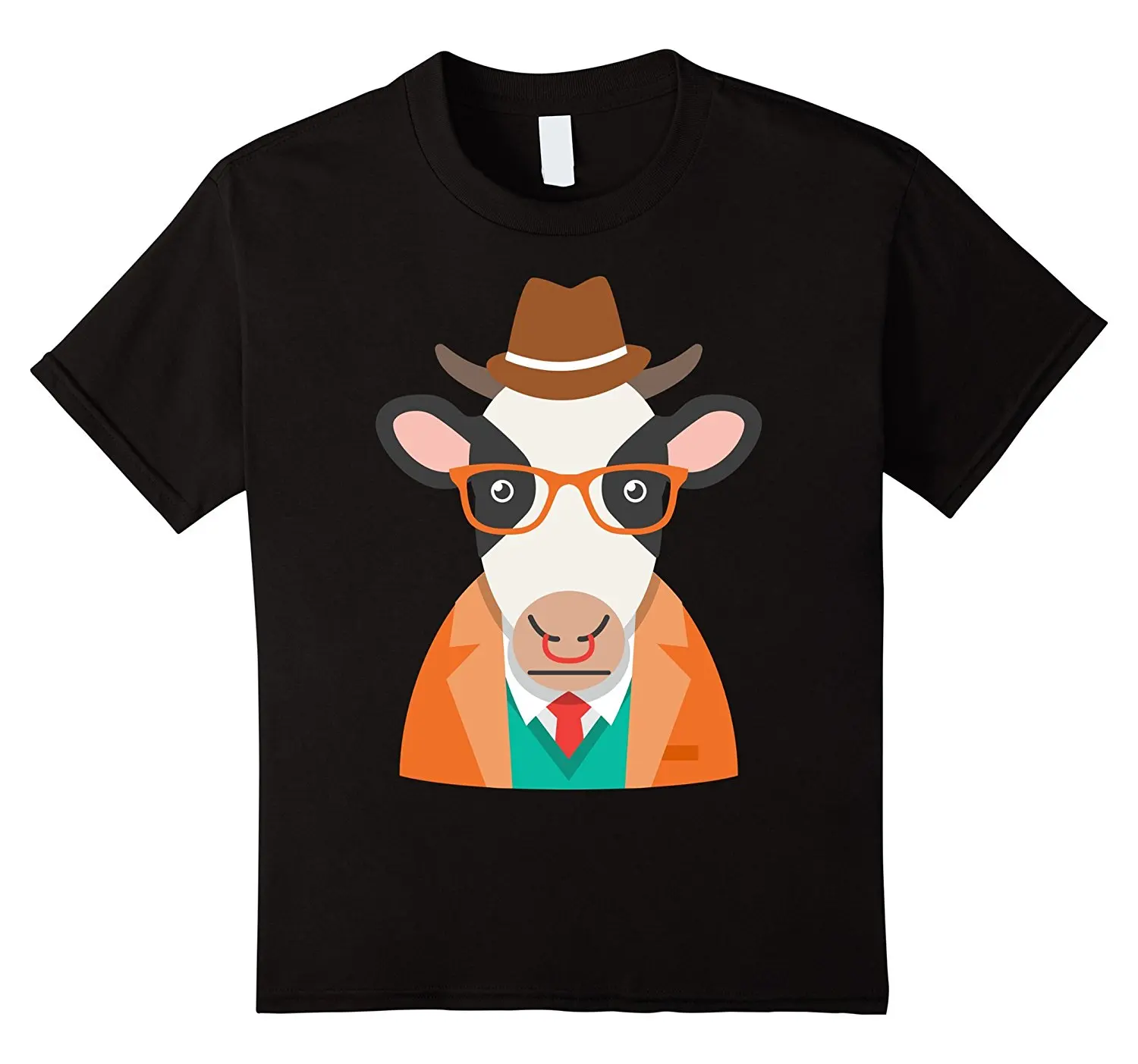 

Hipster Cow T-shirt (zoo animal birthday shirt) Funny Design Men's T-shirt Anti-Wrinkle