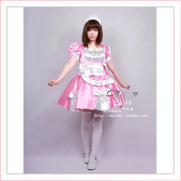 Sexy Sissy Maid Satin Pink Dress Uniform Cosplay Costume Tailor Made On 