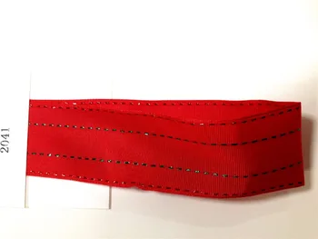 

N2041 38mm X 25yards Wired Red Grosgrain Ribbon W/ Stitched Lurex Lines. Gift Bow,wedding,cake Wrap,tree Decoration,wreath