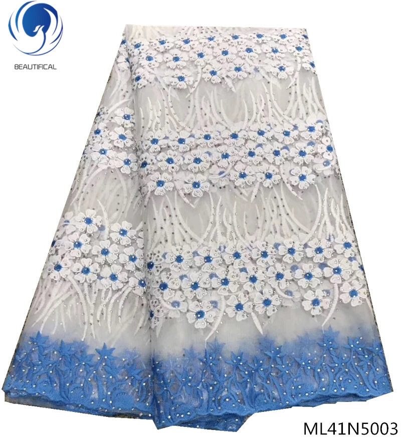 

BEAUTIFICAL lace embroidery fabric laces 2019 african lace fabric with lots rhinestones net lace fabric 5yards ML41N50