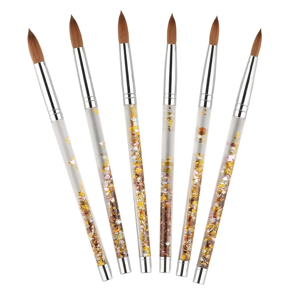 Cena Najnowszy 1pc Kolinsky Sable paznokci akrylowych pędzelek z płynnym przepływem brokat pędzel do zdobienia paznokci na narzędzia do paznokci 8 #10 #12 #14 #16 #