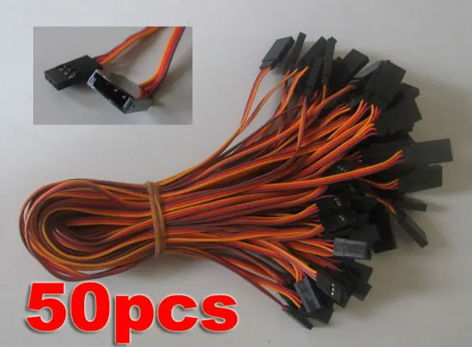 50pcs 300mm 30cm 12&quot Servo Extension Lead Wire Cable JR Futaba Male to Female plug 26AWG | Игрушки и хобби