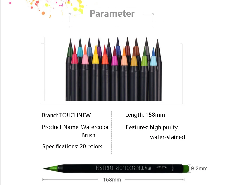 TOUCHNEW 20 Цвет Премиум живопись мягкая кисть набор воды Цвет Маркеры Ручка эффект для Цвет ing книги манга комиксов каллиграфия