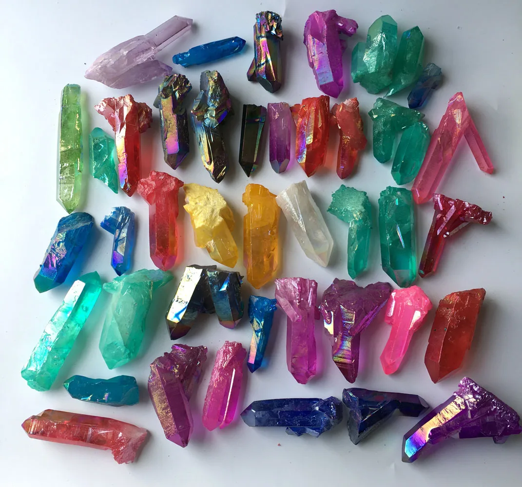 

1465g 43pcs More Colour Aura Quartz Crystal Titanium Bismuth Silicon Cluster Rainbow