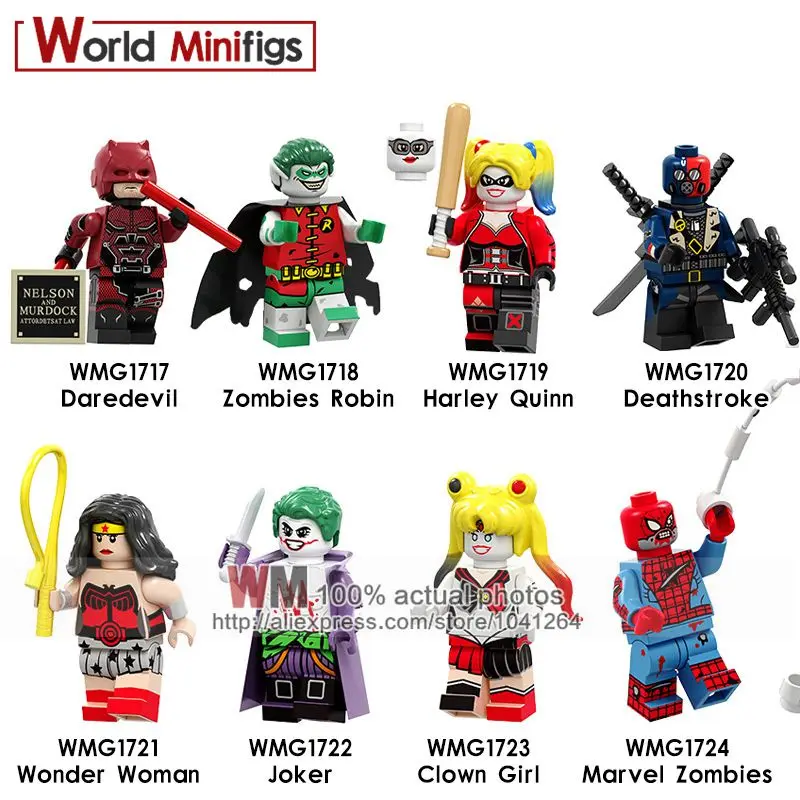 

Single Building Blocks Wonder Woman Harley Quinn Zombie Robin Deathstroke Collection For Children Toys