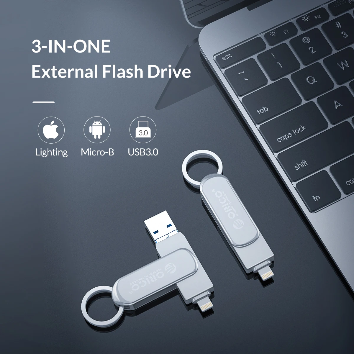 ORICO 3 в 1 u-диск 64G 32G USB флэш-накопитель освещение Micro B USB3.0 интерфейс флэш-диск поддержка для IOS/Andriod/PC систем