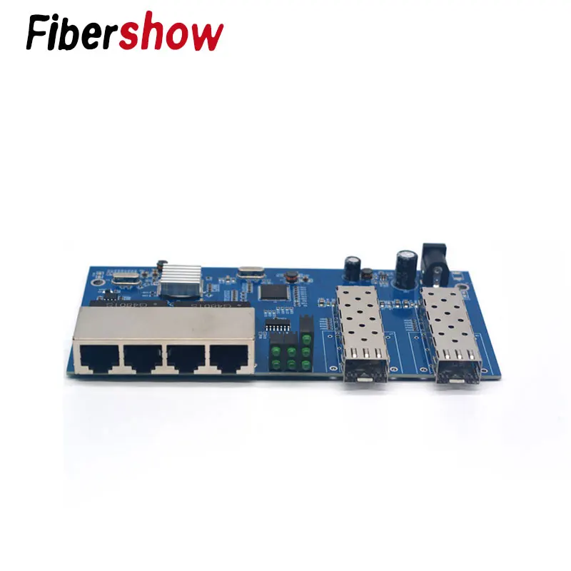 

Gigabit Ethernet switch Fiber Optical Media Converter 4 RJ45 2 SFP 10/100/1000M UTP fiber Port free shipping Board PCBA