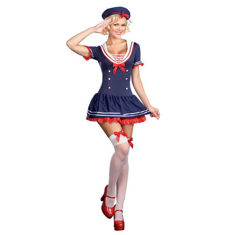 Adult Sexy Women Hello Sailor Costume Halloween Fancy Dress Navy ...