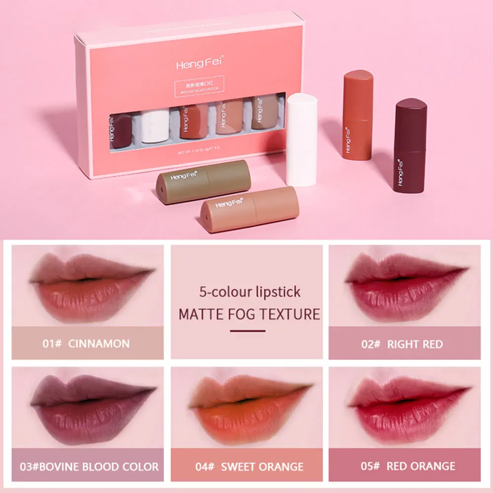 

Makeup Matte Lipstick 5PCS/Set Box Professional Waterproof Sexy Red Lip Tint Moisturizing Lip Stick Cosmetic Beauty For Woman