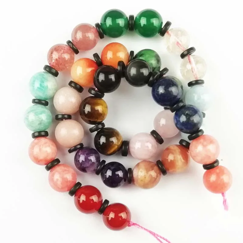 

(Free Shipping) 1Strand 8mm Mixed Stone&Black Obsidian Round Ball Loose Bead 15.5 inch yl31601