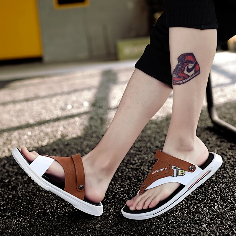 

Casual Shoes Men Slippers Summer Beach Water Sandals Fashionable Male Slippers Brown Black Man Flip Flop Sandals Slippers