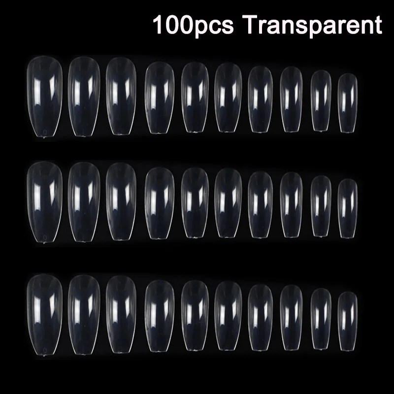 100/500 шт длинные балерины форма гроба полное покрытие искусственные ногти художественный наконечник DIY YUF99 - Цвет: 100pcs Transparent