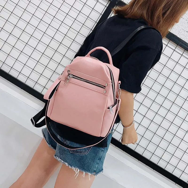 Suave de cuero mochila mujer Multi-función hombro bolsa adolescente bolso de escuela de la mujer de bolsas de viaje Negro mochila XA402H