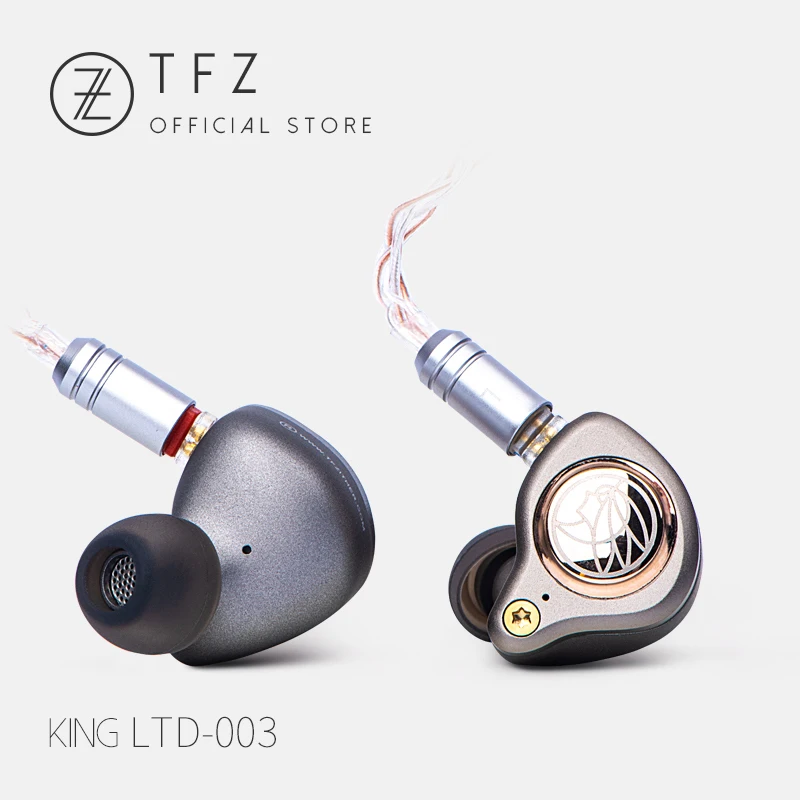 TFZ/KING LTD Hi-Fi наушники, 8-ядерный посеребренный кабель, шейным Hifi Басс, Шум индивидуальные динамический гарнитура для iphone - Цвет: Серый