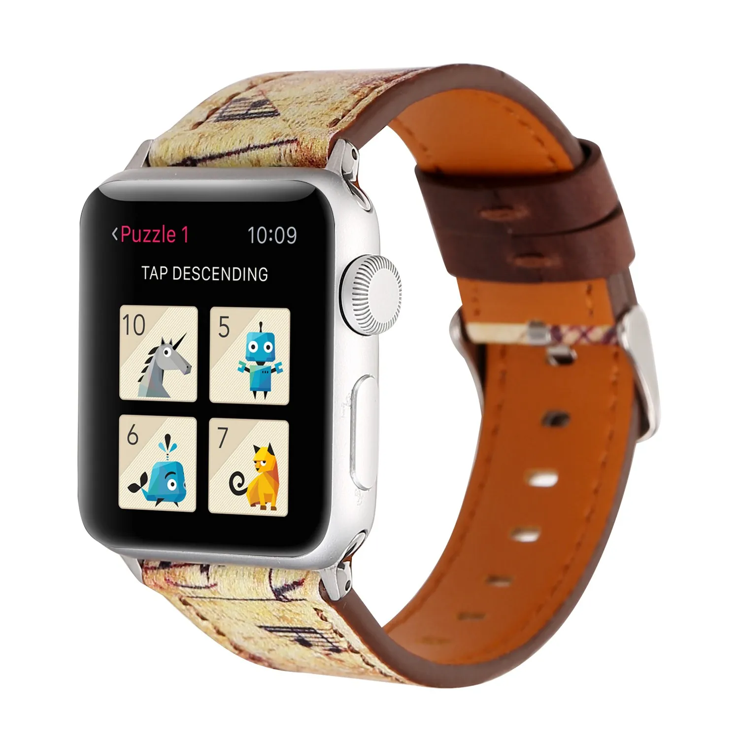 DAHASE ретро PU кожаный ремешок для Apple Watch группа штамп музыкальная нота цветок браслет для iWatch серии 3 2 1 браслет