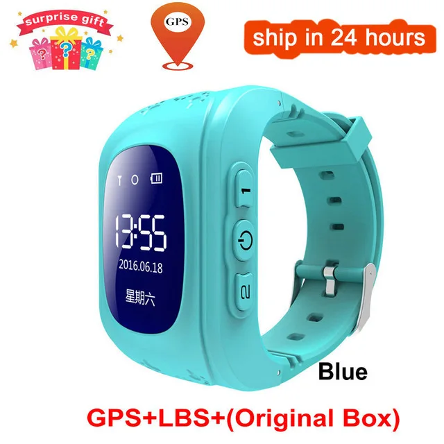 Новинка Q50 OLED Детский gps трекер SOS мониторинг позиционирования телефон смарт дети gps детские часы совместимы с IOS и Android VS q90 - Цвет: Blue-ENG