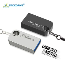 Новый Флеш-накопитель USB 3,0 16 ГБ 32 ГБ флеш-накопитель 64 ГБ 128 ГБ usb-носитель металлический мини-usb флэш-флешка, подарок брелок