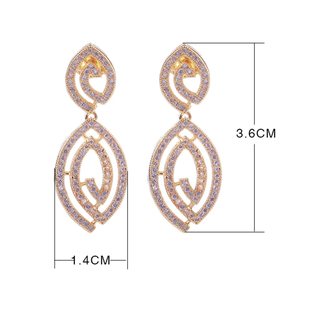 Fashion Drop Earrings Nice Jewellery White color Jewelry Shiny Cubic Zircon Elegent Evening Dinner Party Wedding earring