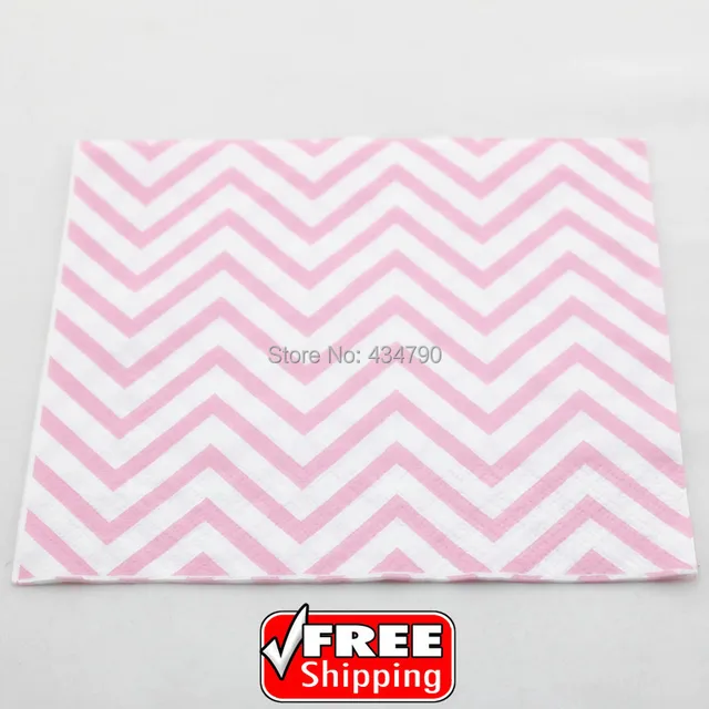 60pcs pink chevron paper napkins zig zag cheap vintage serviettes