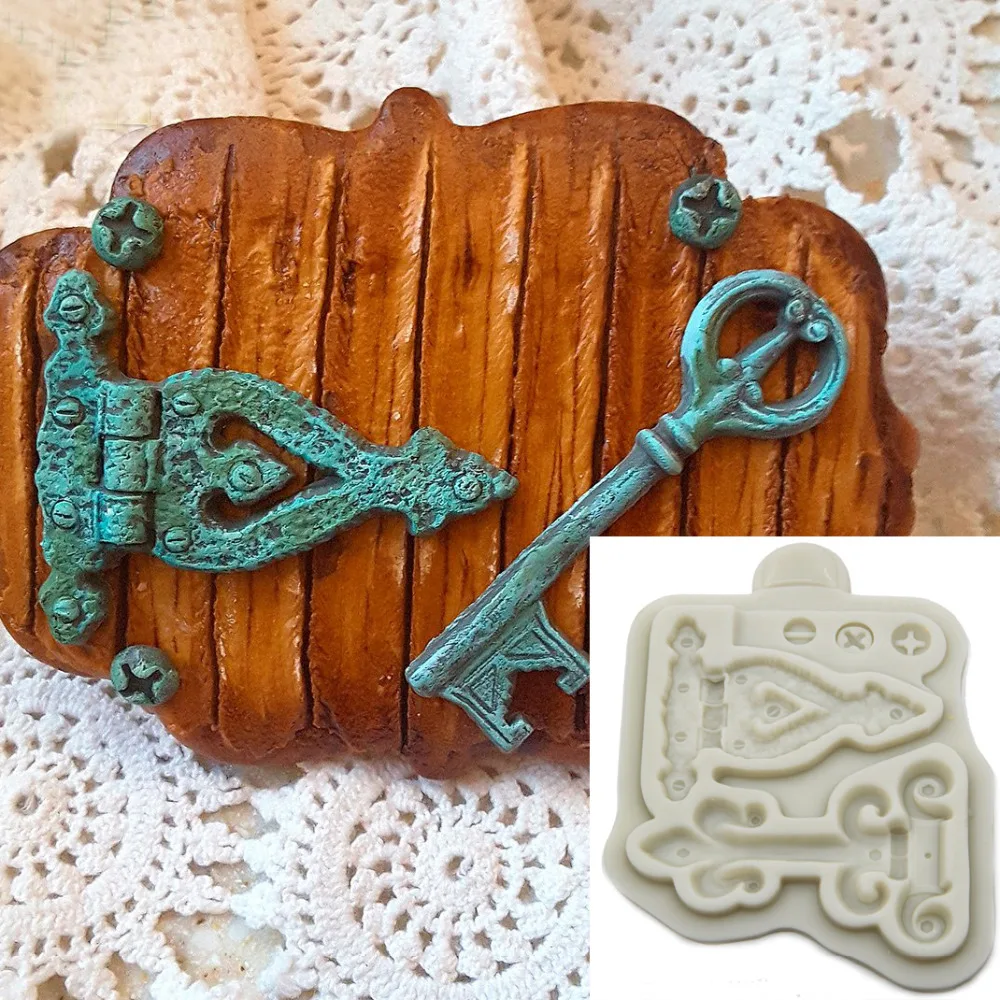 Antique Lock Key Liquid Fondant Cake Decoration Silicone Mold Chocolate