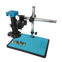 Настольная подставка 20MP Full HD 1080P 60FPS HDMI USB промышленный цифровой микроскоп видеокамера 180X 300X C-Mount объектив 144 светодиодные фонари