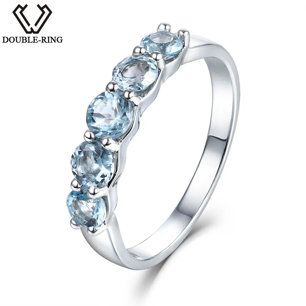 Дважды R 1.16ct Природный Голубой топаз gemstone 925 стерлингов Серебряные кольца кольцо