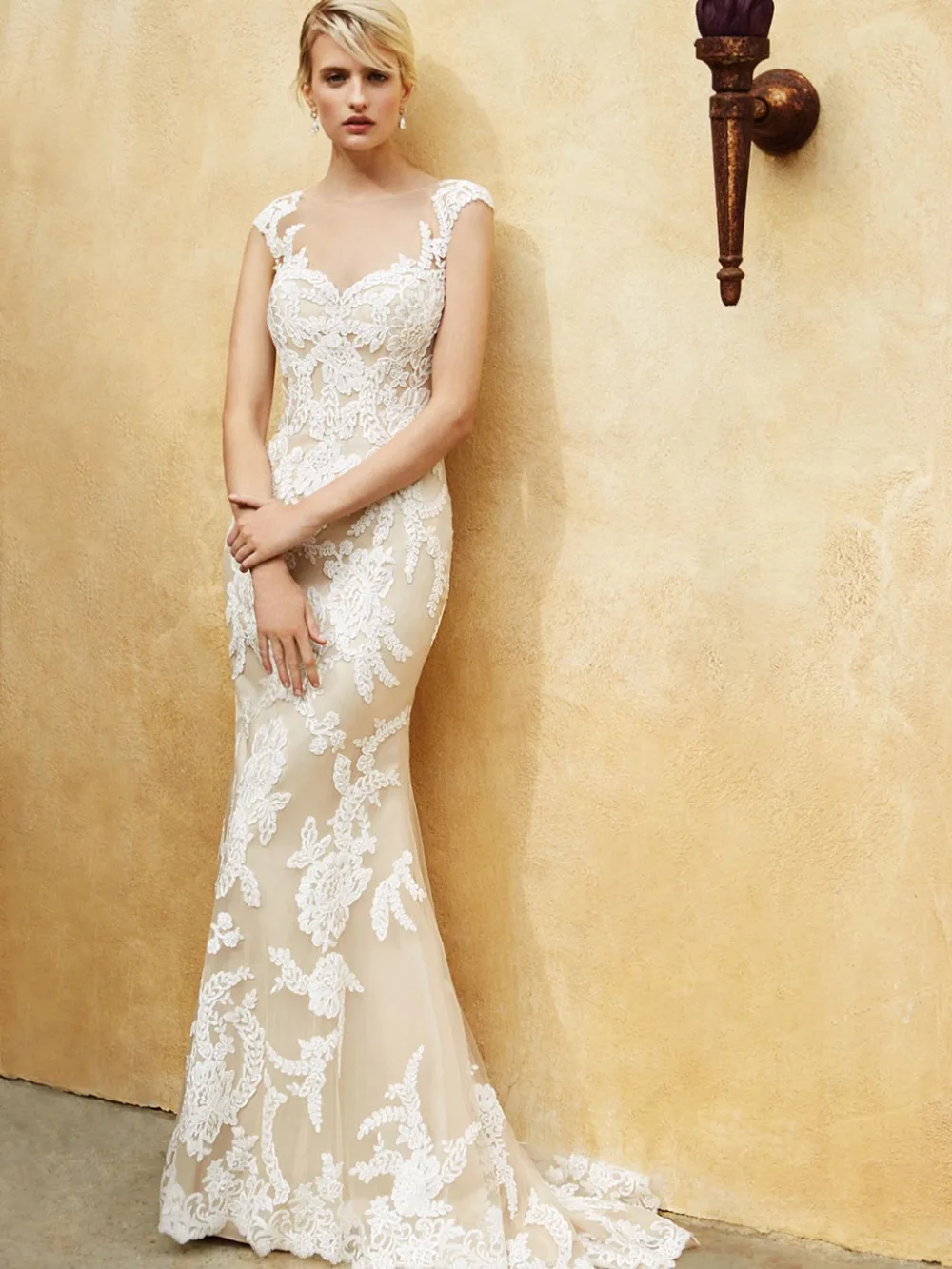 Yellow Cap Sleeve Wedding Dresses