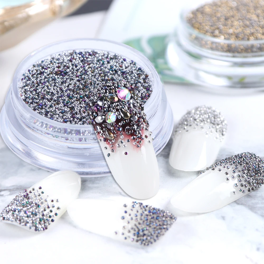 

1pcs Metal Micro Elf Beads Nail Art Alloy Gold Silver Gray Mini Stainless Steel Caviar Studs Nails Accessories Jewelry BE956