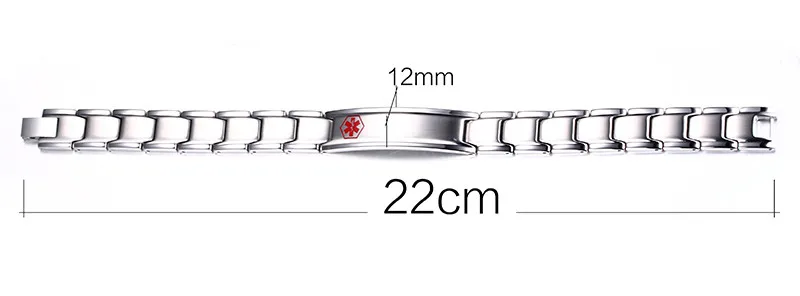 Vnox Для Мужчин's Спецодежда медицинская идентификатор оповещения браслет ювелирных изделий Нержавеющая сталь металла 8.5 дюйма гравировка