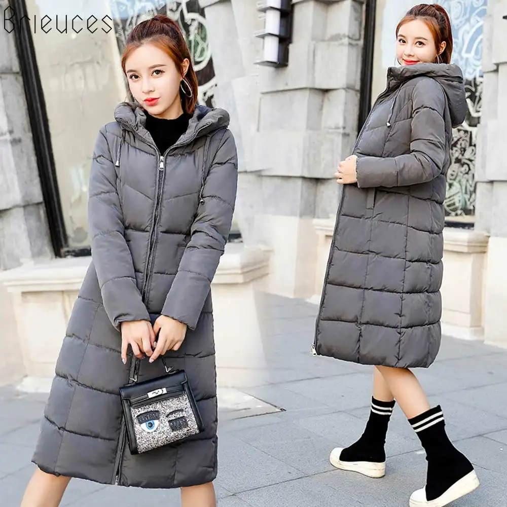 Brieuces 2018 Plus Size 6XL Winter Jacket Women Hooded Down Wadded Jacket Female Long Parkas Cotton-Padded Winter Coat Women