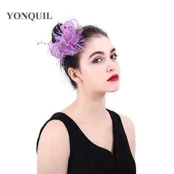 

Sinamay party fascinator bowknot hats sposa with feather decor hair accessories on hair combs headwear 2018 New Arrival SYF 380