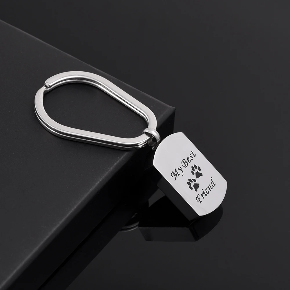 

IJK2053 Cremation Container for Pet Lovers,Stainless Steel Dog Tag Key Chian Keepsake Jewelry for Ashes Cremation Urn Keychain