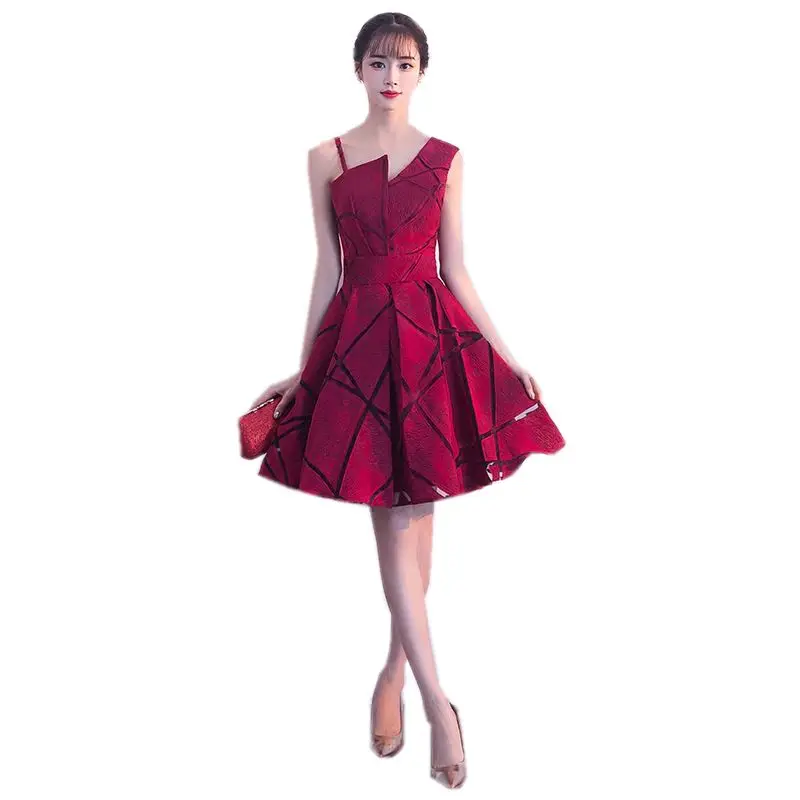 Ruthshen/бордовое, серое, розовое, красное платье без рукавов, простое платье до колена, vestido de festa Curto, новое короткое платье на выпускной