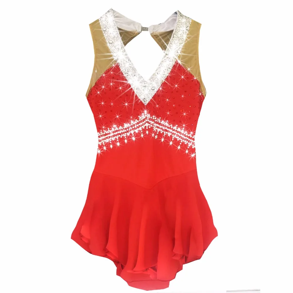 

BHZW Figure Skating Dress Women's Girl's Ice Skating Dress Spandex Red