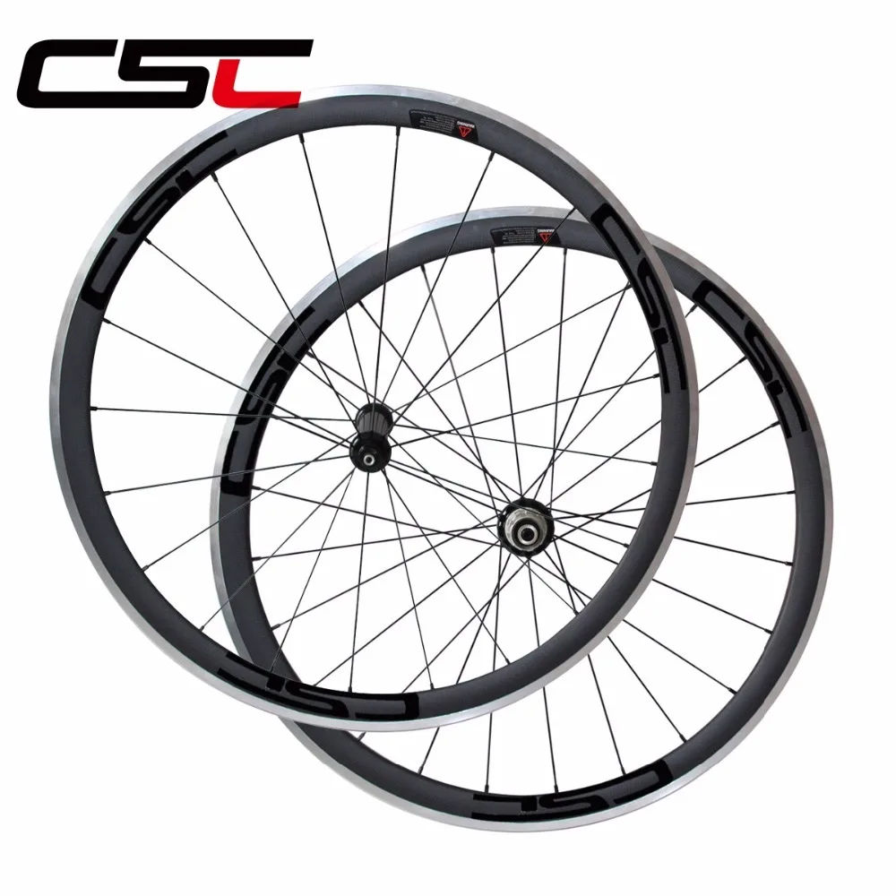 Best CSC 700C 23mm width 38mm deep clincher R36 hub bike wheelset with Aluminum alloy breaking surface road bicycle carbon wheels 2