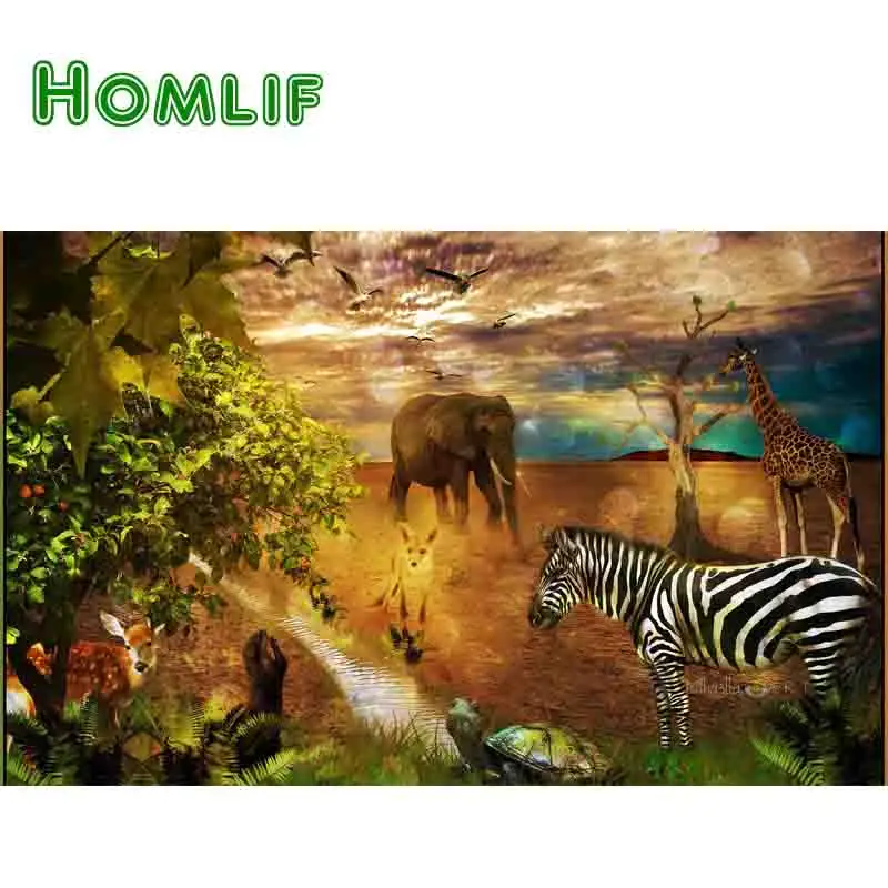 Elephant tiger 5D diy Diamond Painting animal world Cross Stitch Full Square Drill Arts Embroidery Needlework zebra dog | Дом и сад