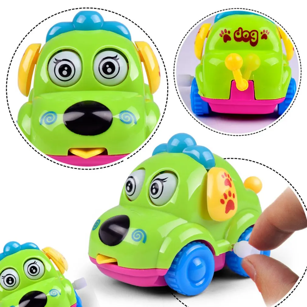 Baby Kidss Clockwork Funny Toy Cartoon Puppy Running Car Clockwork Classic Toy Baby Educational Animal Dog Toy Car Drop Shipping
