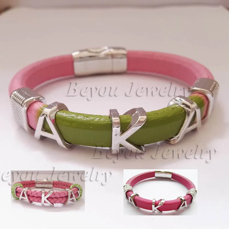 customized Alpha style Jewelry gift Alpha Kap Alpha Sorority divine Fraternity leather magnetic bracelet bangle