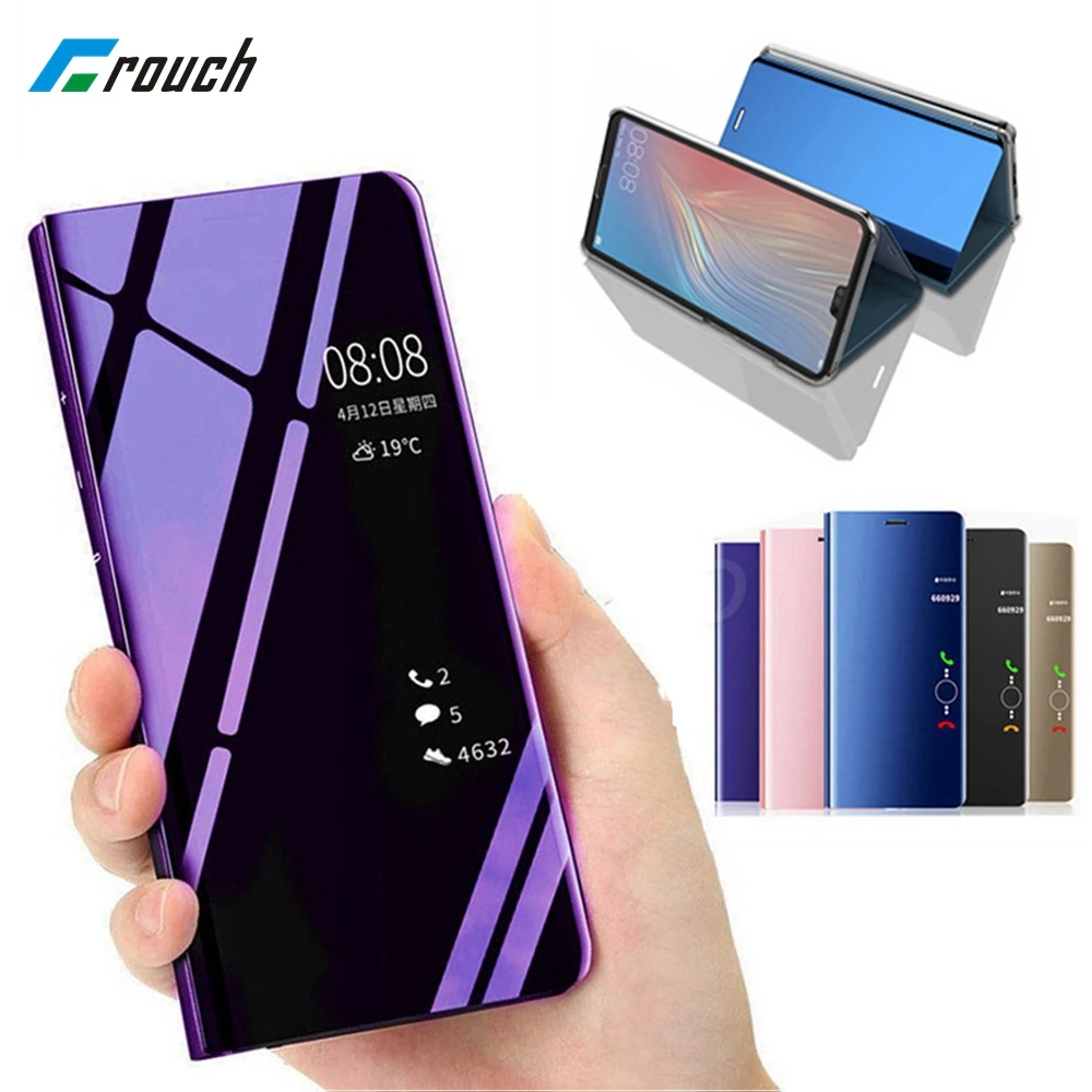 Умный зеркальный Чехол книжка кожаный чехол для Samsung galaxy s9 s8 plus s 9 S7 Note 8 прозрачный