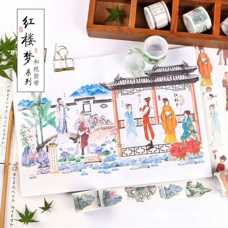 

Chinese classics famous novel Stone Story series 1.5 &3 cm washi tape children diy scrapbook Diary decor masking tape stationery