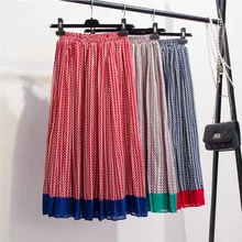 Женская Осенняя шифоновая плиссированная юбка с цифровым принтом, цветная клетчатая юбка с геометрическим рисунком