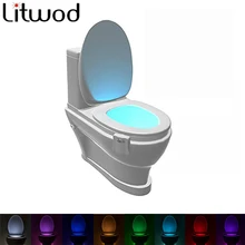 Litwod Sensor Toilet Light LED Lamp Human Motion Activated PIR 8 Colours Automatic RGB Night lighting Toilet Nightlight
