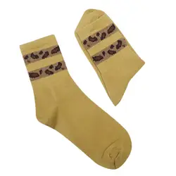 Бесплатная Страусиная зимняя женская дышащая теплая двухполосная японская леопардовая печать носки хлопковые носки без пятки забавные