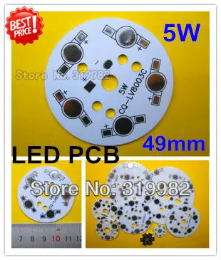 

30pcs/lot, 5W LED PCB, 49mm for 5pcs LEDs, aluminum plate base, Aluminum PCB, LED DIY Printed Circuit Boards, high power 5W PCB