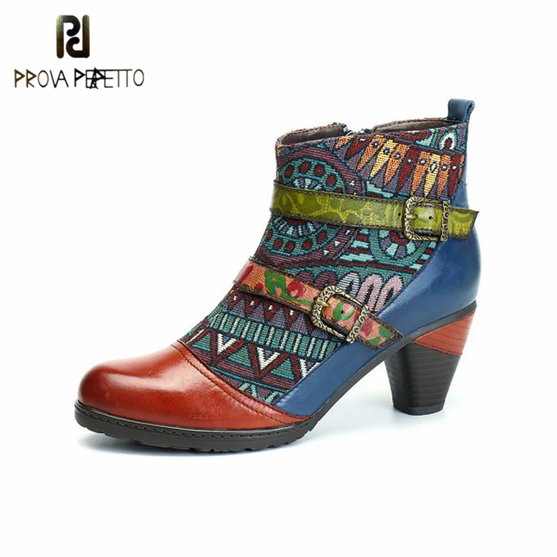

Prova perfetto Rome Style Genuine Leather Retro Woman Ankle Boots Fashion Behemian Soft Leather Comfort Plush Spring Women Boots