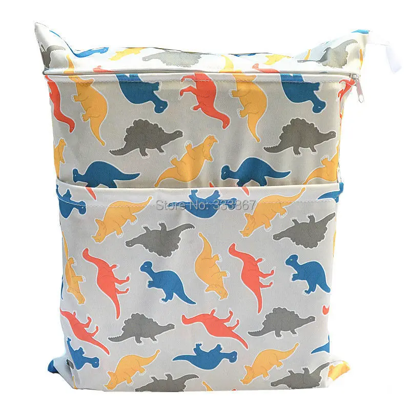 1 New Design Dinosaur Wet /Dry Bag, With Two Zippered Baby Diaper Bag